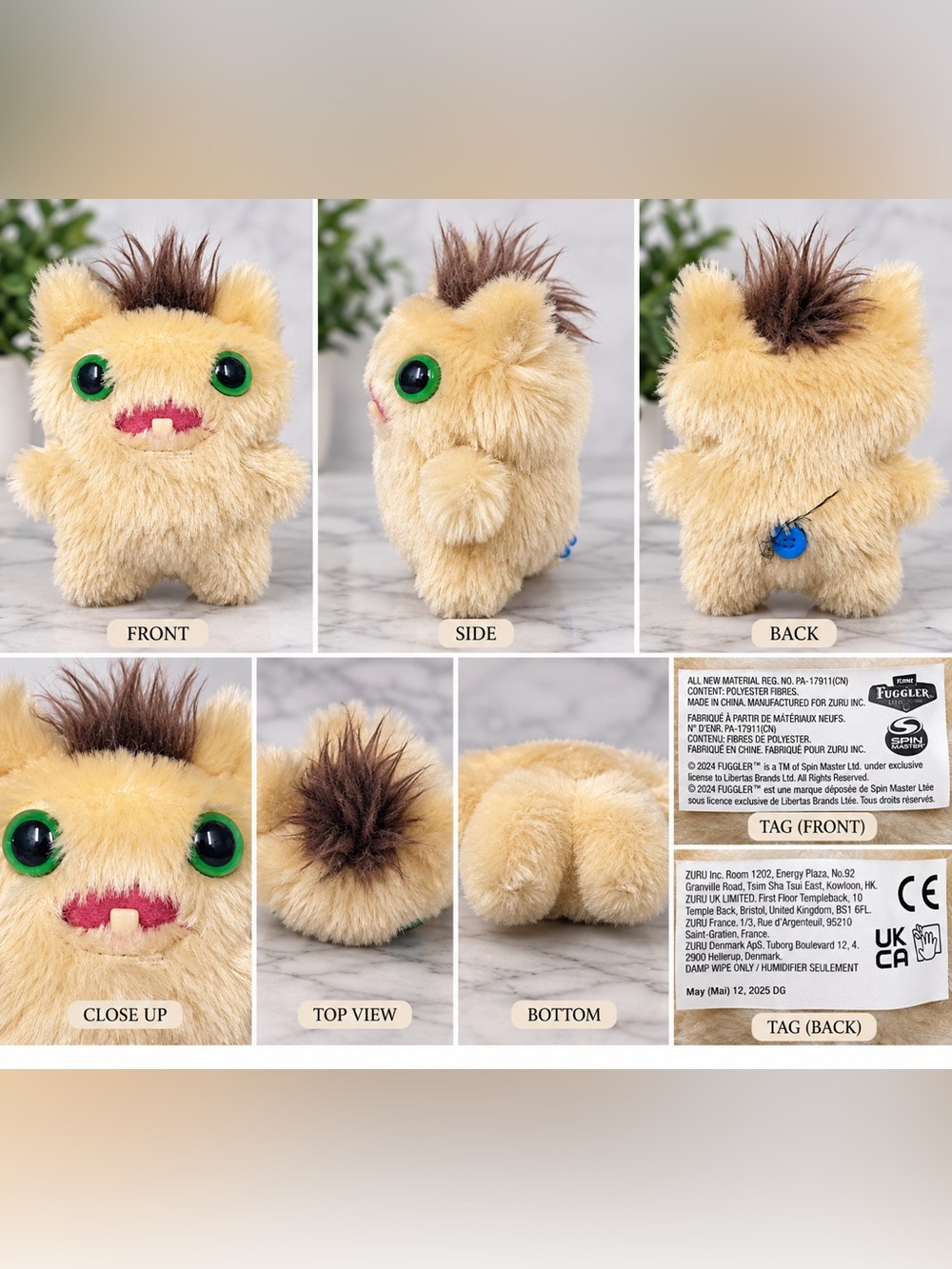 Fuggler Funny Ugly Monster Plush 4” Beige Green Eyes Tooth ZURU